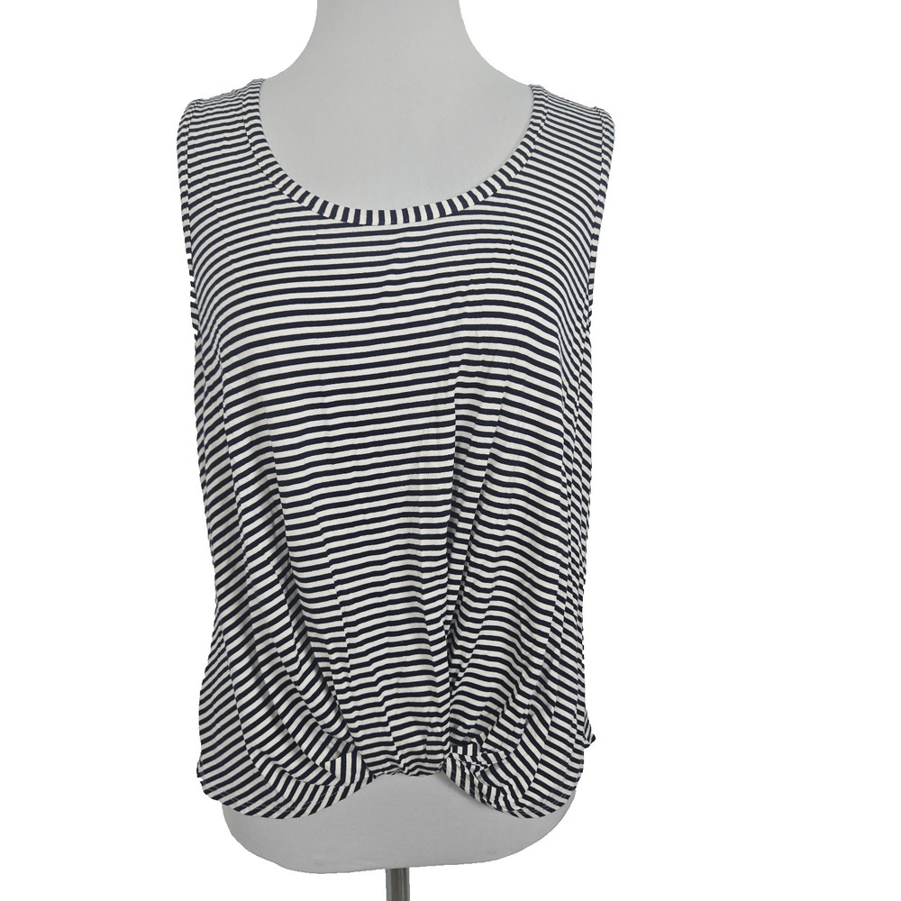 Maison Jules Women's XL Croissant Blue Striped Knot-Front Loose Fit Tank Top NEW